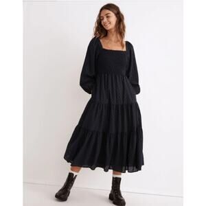 Madewell SZ XS Lucie Cutout-Back Midi Dress Deep Indigo NH098 NWOT